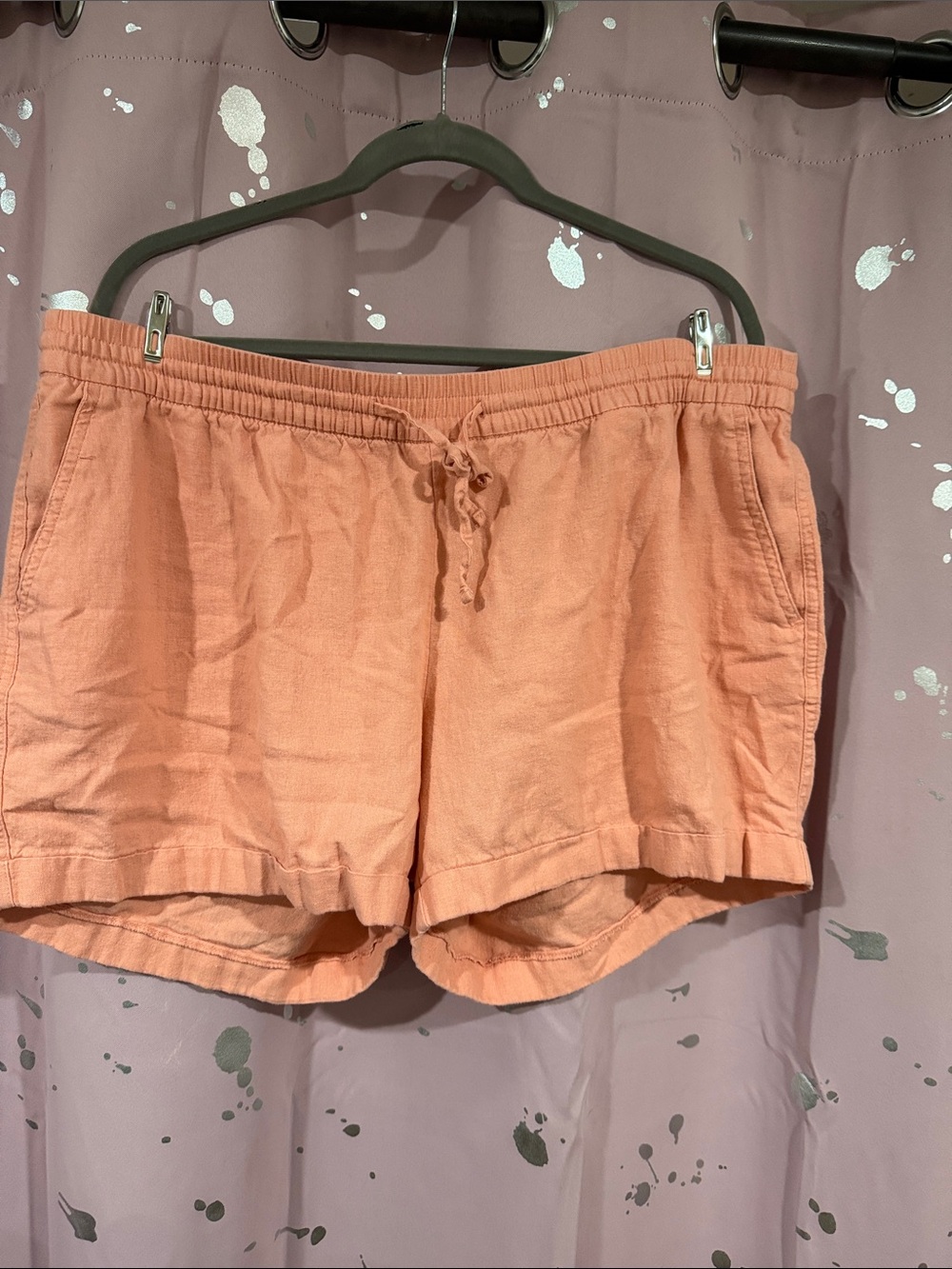 Old Navy Peach Drawstring Linen-Blend Athletic Shorts
